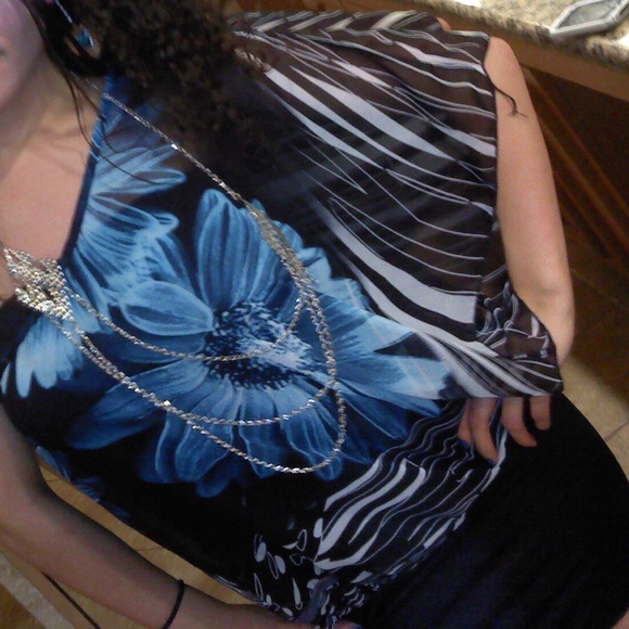 Juju & B blue Flowery party dress size small - Picture 3 of 5